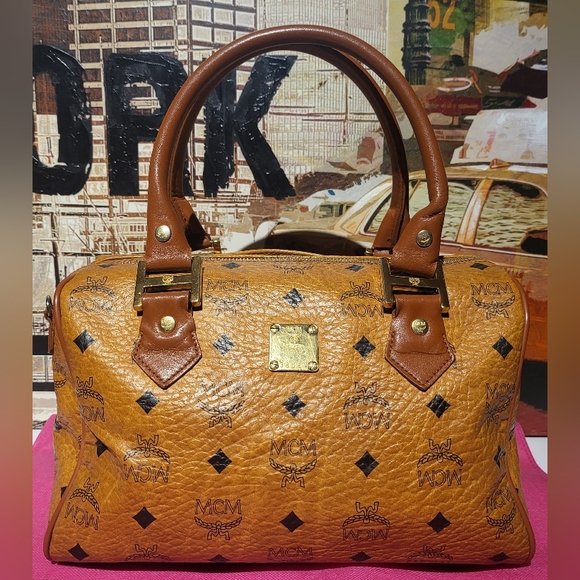 MCM Boston Visetos Cognac Brown Handbag/Crossbag Way 